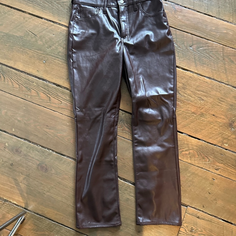 Brown Faux Leather Pants